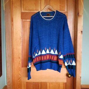 Boston Traders Aztec Design Crew Neck Long Sleeve Heavy Sz XL Sweater‎